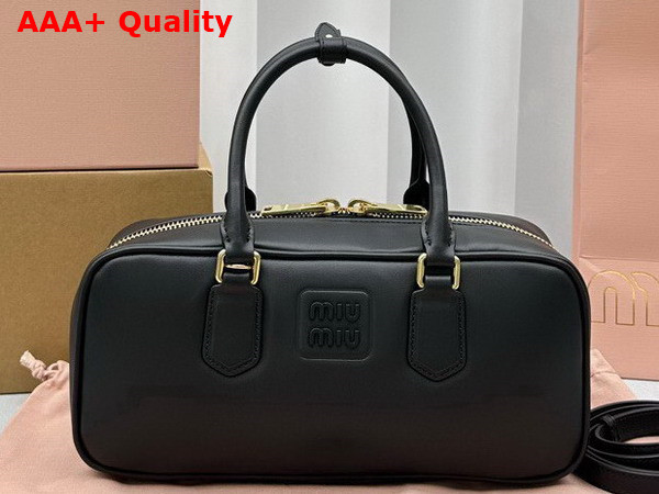 Miu Miu Medium Leather Top Handle Bag in Black 5BB148 Replica