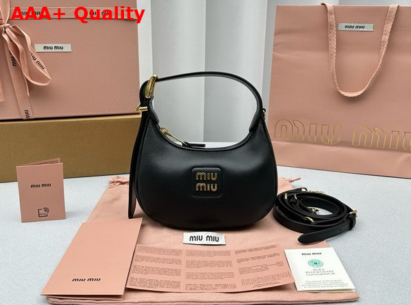 Miu Miu Mini Leather Hobo Bag in Black Replica