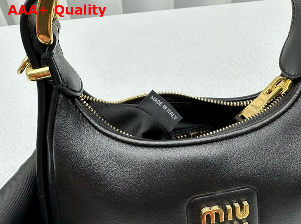 Miu Miu Mini Leather Hobo Bag in Black Replica