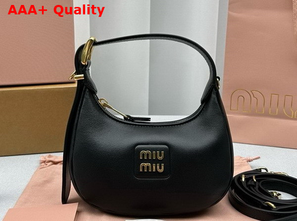 Miu Miu Mini Leather Hobo Bag in Black Replica