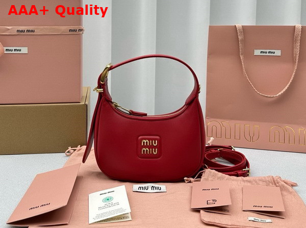 Miu Miu Mini Leather Hobo Bag in Red Replica