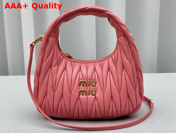 Miu Miu Miu Wander Matelasse Nappa Leather Mini Hobo Bag in Begonia Pink Replica