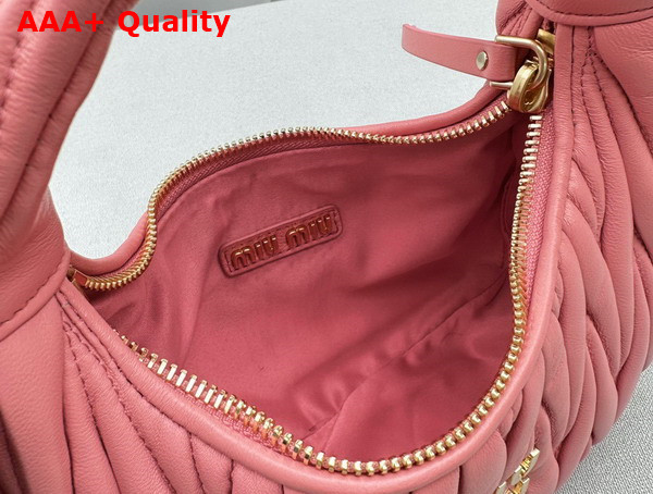 Miu Miu Miu Wander Matelasse Nappa Leather Mini Hobo Bag in Begonia Pink Replica