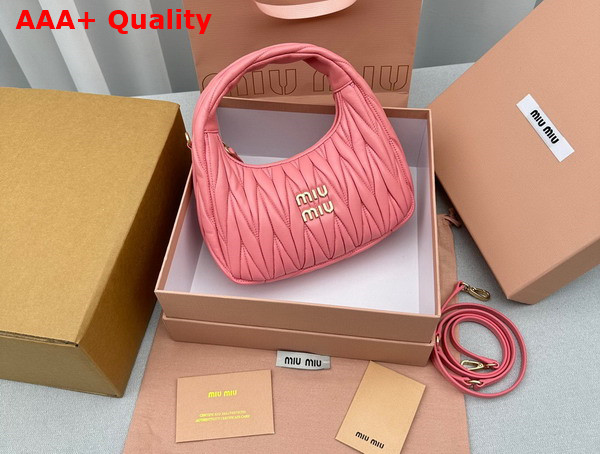 Miu Miu Miu Wander Matelasse Nappa Leather Mini Hobo Bag in Begonia Pink Replica