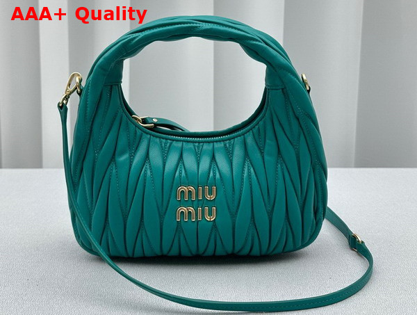 Miu Miu Miu Wander Matelasse Nappa Leather Mini Hobo Bag in Peacock Blue Replica