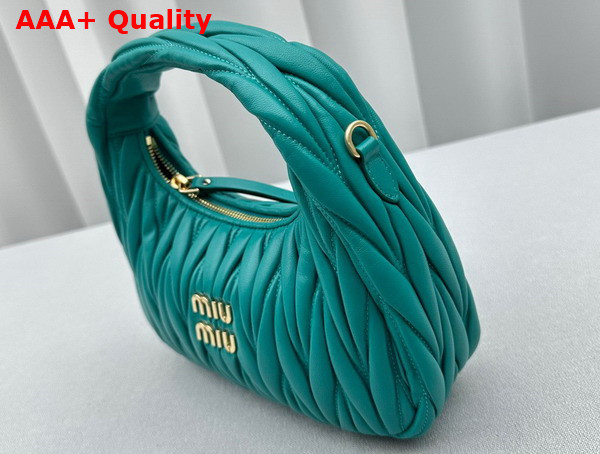 Miu Miu Miu Wander Matelasse Nappa Leather Mini Hobo Bag in Peacock Blue Replica