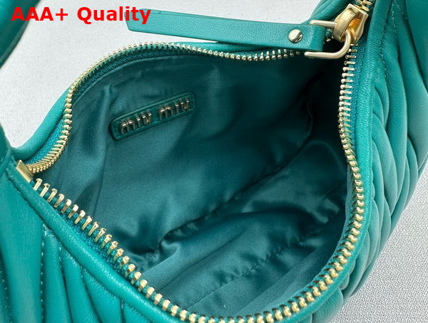 Miu Miu Miu Wander Matelasse Nappa Leather Mini Hobo Bag in Peacock Blue Replica