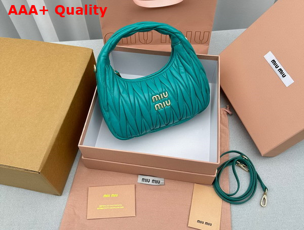 Miu Miu Miu Wander Matelasse Nappa Leather Mini Hobo Bag in Peacock Blue Replica