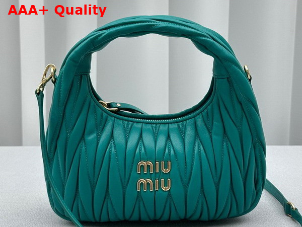 Miu Miu Miu Wander Matelasse Nappa Leather Mini Hobo Bag in Peacock Blue Replica