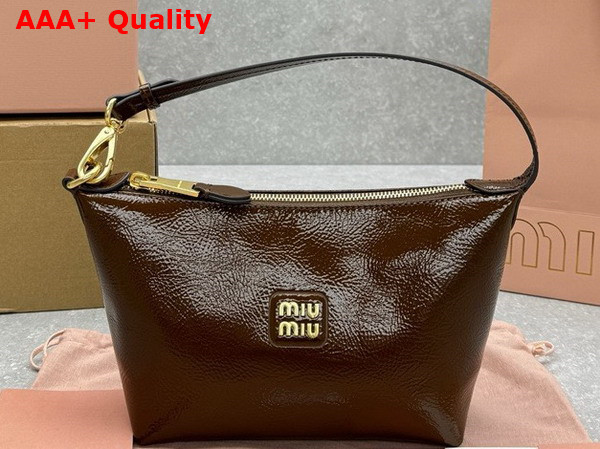 Miu Miu Naplak Patent Leather Pouch in Palisander 5NE841 Replica