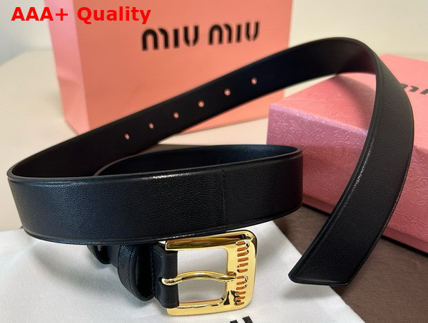 Miu Miu Nappa Leather Belt in Black 5CC545 Replica