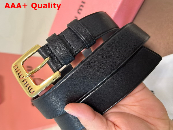 Miu Miu Nappa Leather Belt in Black 5CC545 Replica