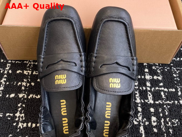 Miu Miu Nappa Leather Loafers in Black 5D341E Replica