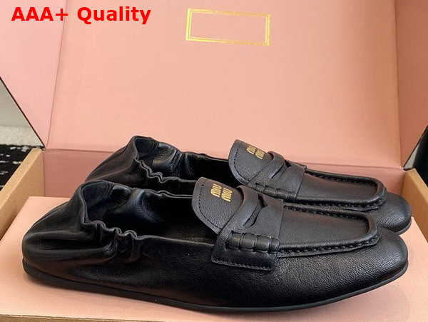 Miu Miu Nappa Leather Loafers in Black 5D341E Replica