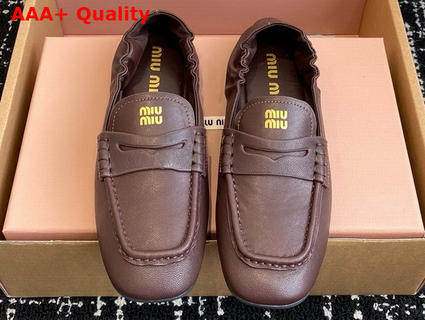 Miu Miu Nappa Leather Loafers in Briarwood 5D341E Replica