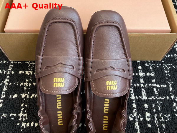 Miu Miu Nappa Leather Loafers in Briarwood 5D341E Replica