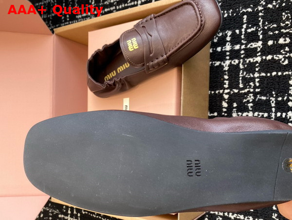 Miu Miu Nappa Leather Loafers in Briarwood 5D341E Replica