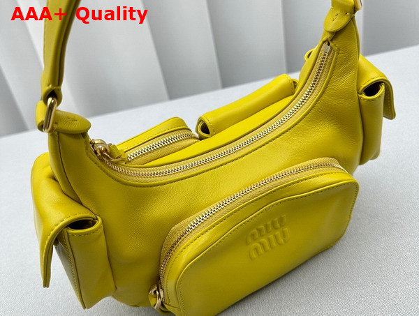 Miu Miu Nappa Leather Pocket Bag in Citron Yellow Replica