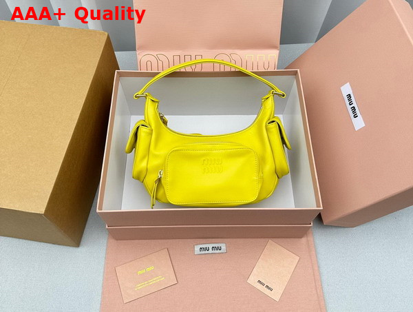 Miu Miu Nappa Leather Pocket Bag in Citron Yellow Replica