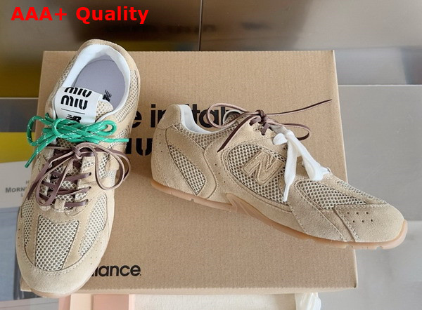 Miu Miu New Balance X Miu Miu 530 SL Suede and Mesh Sneakers in Ecru Replica