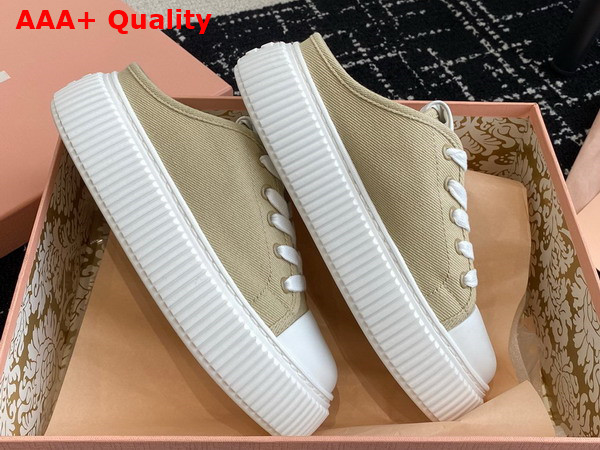 Miu Miu Open Back Denim Sneaker in Beige Replica