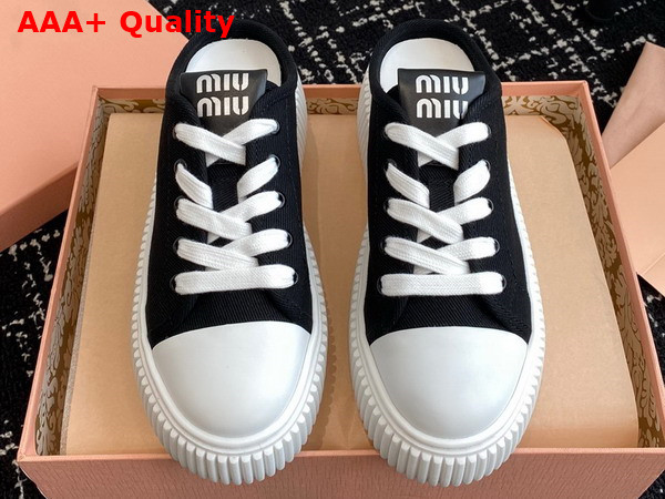 Miu Miu Open Back Denim Sneaker in Black Replica