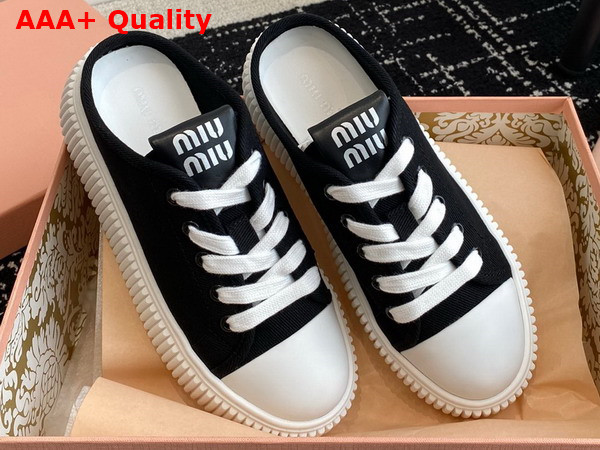 Miu Miu Open Back Denim Sneaker in Black Replica