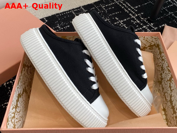 Miu Miu Open Back Denim Sneaker in Black Replica