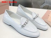 Miu Miu Patent Leather Loafers in White 5D586D Replica