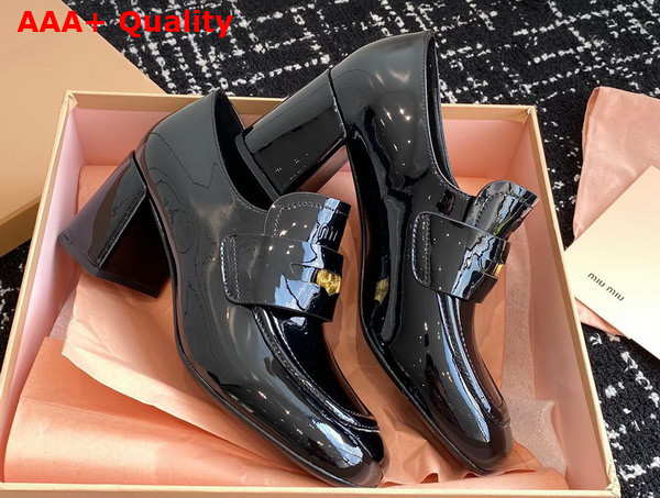 Miu Miu Patent Leather Penny Loafers in Black Replica