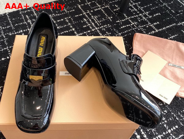 Miu Miu Patent Leather Penny Loafers in Black Replica