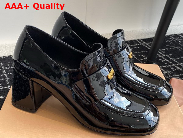 Miu Miu Patent Leather Penny Loafers in Black Replica