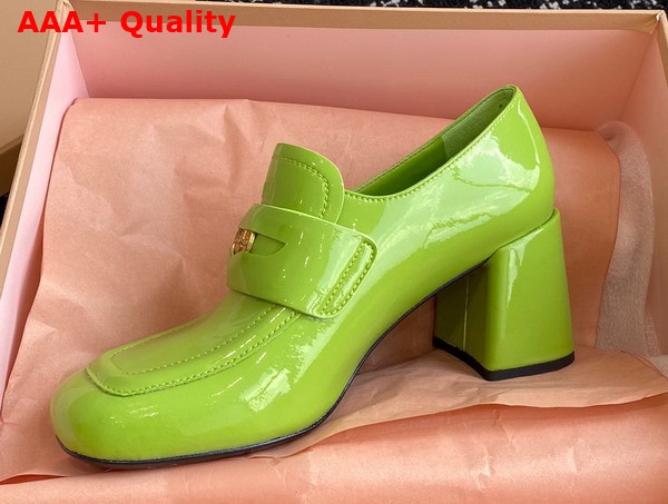 Miu Miu Patent Leather Penny Loafers in Fern Green Replica