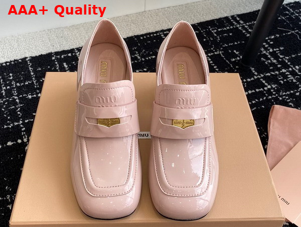 Miu Miu Patent Leather Penny Loafers in Pink Replica