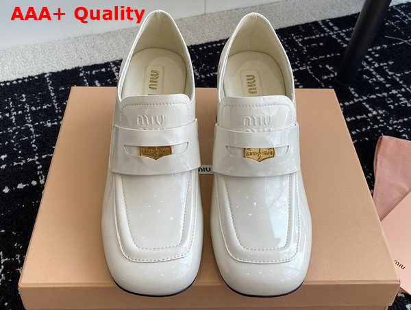 Miu Miu Patent Leather Penny Loafers in White Replica