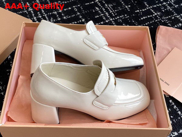 Miu Miu Patent Leather Penny Loafers in White Replica