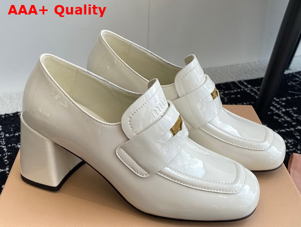 Miu Miu Patent Leather Penny Loafers in White Replica