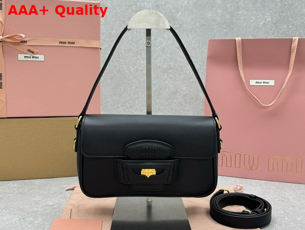 Miu Miu Penny Leather Bag in Black 5BD270 Replica