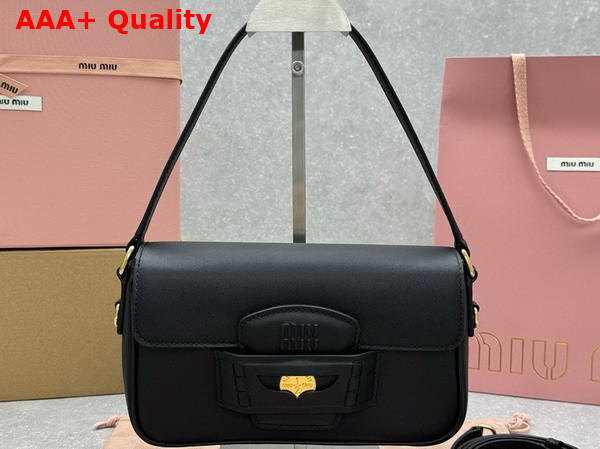 Miu Miu Penny Leather Bag in Black 5BD270 Replica