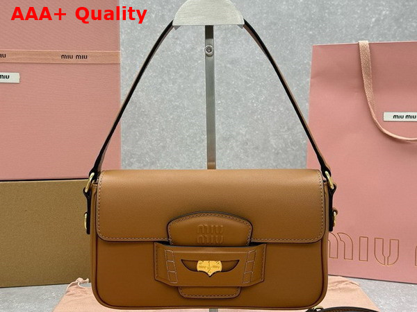 Miu Miu Penny Leather Bag in Cognac 5BD270 Replica