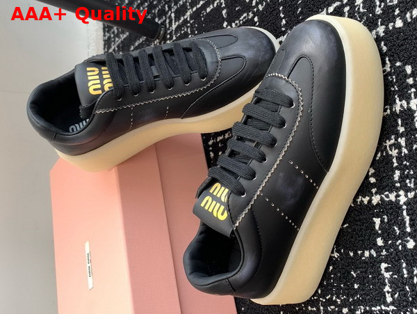 Miu Miu Platform Leather Sneakers in Black 5E278E Replica