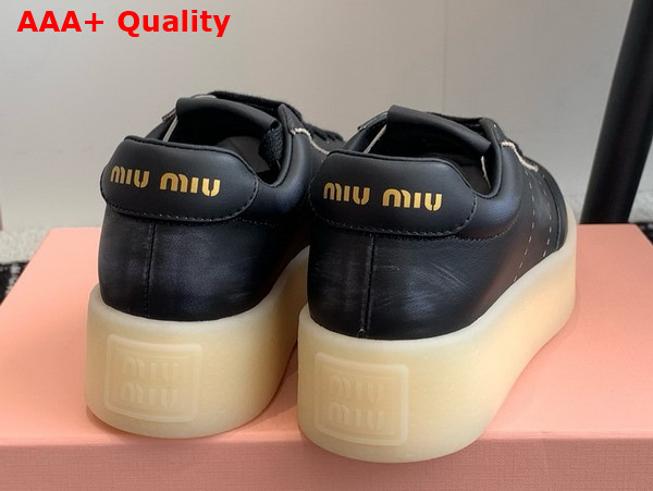 Miu Miu Platform Leather Sneakers in Black 5E278E Replica