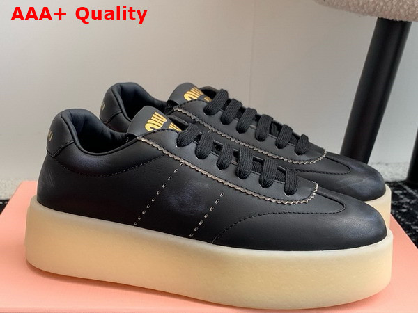 Miu Miu Platform Leather Sneakers in Black 5E278E Replica