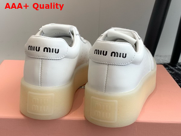 Miu Miu Platform Leather Sneakers in White 5E278E Replica