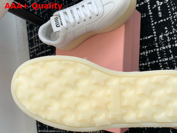 Miu Miu Platform Leather Sneakers in White 5E278E Replica