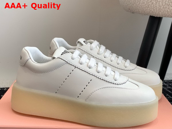 Miu Miu Platform Leather Sneakers in White 5E278E Replica