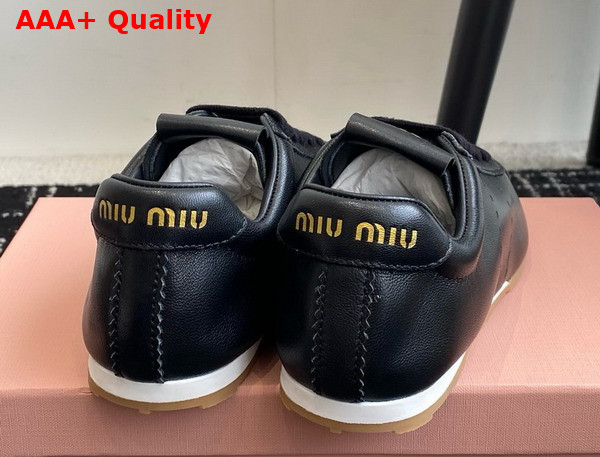 Miu Miu Plume Nappa Leather Sneakers in Black 5E114E Replica