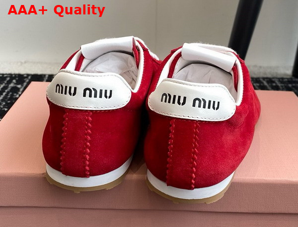 Miu Miu Plume Suede Sneakers in Scarlet 5E114E Replica