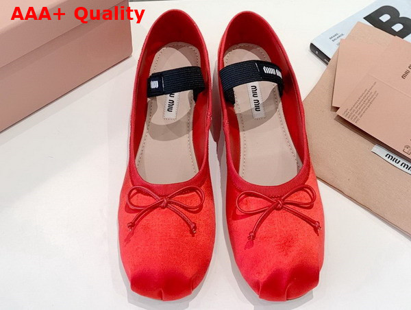 Miu Miu Satin Ballerinas in Red 5F794D Replica