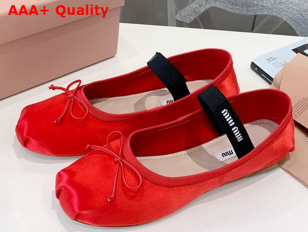 Miu Miu Satin Ballerinas in Red 5F794D Replica